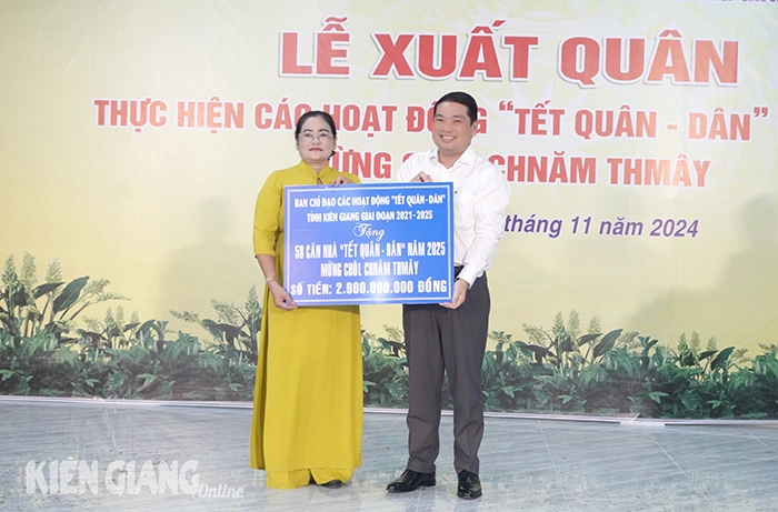 Xuất quân Tết quân - dân năm 2025 mừng Chôl Chnăm Thmây tại xã Bàn Thạch